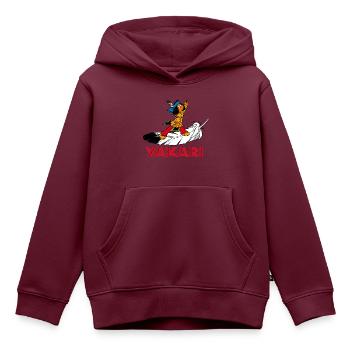 Yakari auf Feder - Kinder Premium Organic Hoodie - Burgunderrot - Vorne - AI Model Kid Female (0cm)