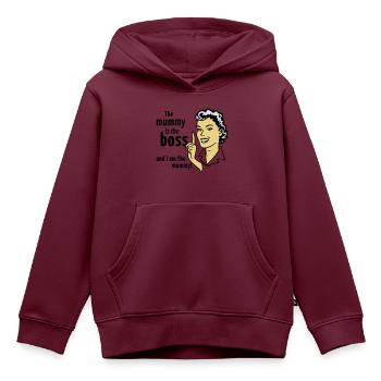 The mummy is the boss and I am the mummy! - Kinder Premium Organic Hoodie - Burgunderrot - Vorne - AI Model Kid Female (0cm)
