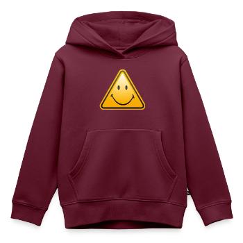 Smiley Shield - Kinder Premium Organic Hoodie - Burgunderrot - Vorne - AI Model Kid Female (0cm)