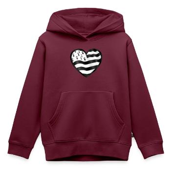 Tshirt bzh Bretonische Flagge in einem Herzen, - Kinder Premium Organic Hoodie - Burgunderrot - Vorne - AI Model Kid Female (0cm)