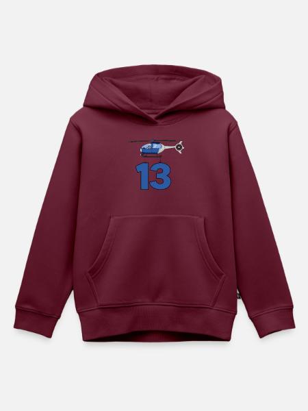 Hubschrauber 13. Geburtstag - Kinder Premium Organic Hoodie - Burgunderrot