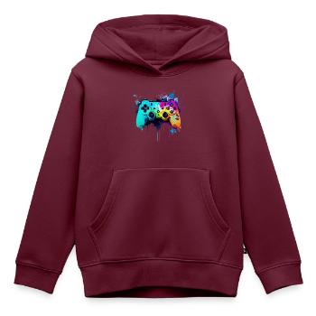 Neon Gaming Controller / Kontroller - Kinder Premium Organic Hoodie - Burgunderrot - Vorne - AI Model Kid Female (0cm)