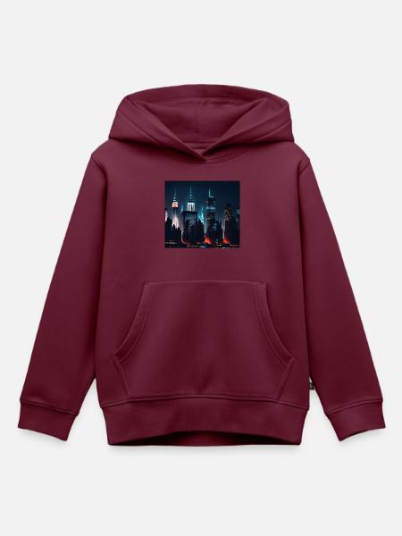 Skyline Nachts - Kinder Premium Organic Hoodie - Burgunderrot