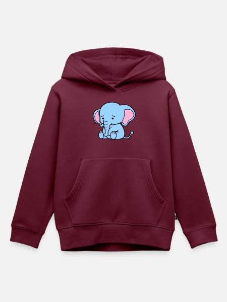 cute elephant - Kinder Premium Organic Hoodie - Burgunderrot