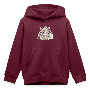 4. Geburtstag Esel Regenbogen Süß Niedlich - Kinder Premium Organic Hoodie - Burgunderrot - Vorne - AI Model Kid Female (0cm)