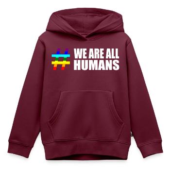 Menschenrechte Vielfalt Spruch Sprüche Regenbogen - Kinder Premium Organic Hoodie - Burgunderrot - Vorne - AI Model Kid Female (0cm)