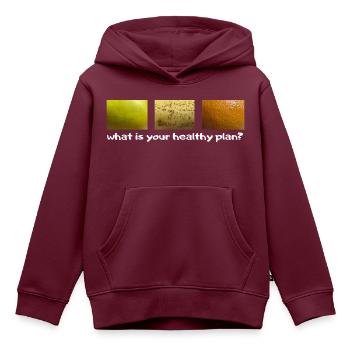 Gesunder Plan - Kinder Premium Organic Hoodie - Burgunderrot - Vorne - AI Model Kid Female (0cm)