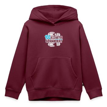 100 Kilometer GEWANDERT Marsch Geschenk Wandern - Kinder Premium Organic Hoodie - Burgunderrot - Vorne - AI Model Kid Female (0cm)