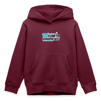 100 Kilometer Marsch Marschieren Geschenk Wanderer - Kinder Premium Organic Hoodie - Burgunderrot - Vorne - AI Model Kid Female (0cm)