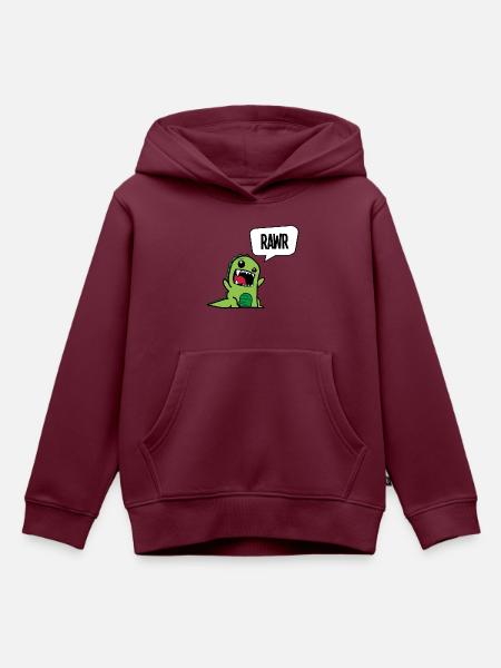 "Rawr Dinosaurier" Design - Kinder Premium Organic Hoodie - Burgunderrot