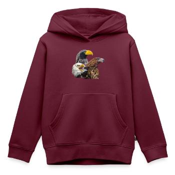 Greifvögel - Kinder Premium Organic Hoodie - Burgunderrot - Vorne - AI Model Kid Female (0cm)