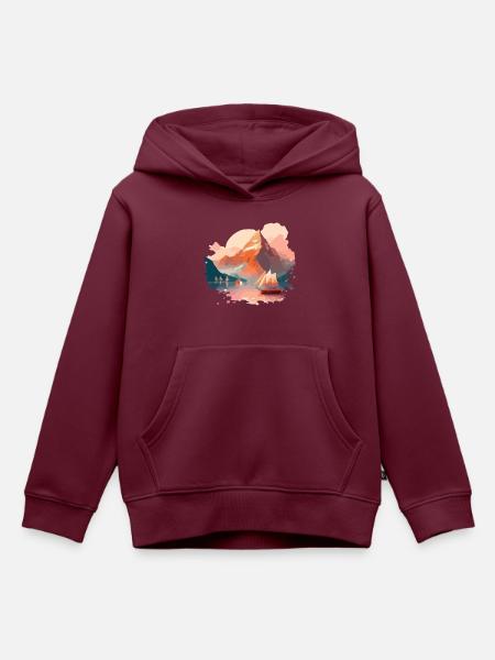 Der Fjord - Kinder Premium Organic Hoodie - Burgunderrot