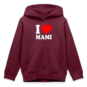 I love mami - Kinder Premium Organic Hoodie - Burgunderrot - Vorne - AI Model Kid Female (0cm)