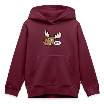 Amüsierter Elch - Kinder Premium Organic Hoodie - Burgunderrot - Vorne - AI Model Kid Female (0cm)