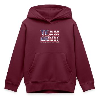 Team Normal - Kinder Premium Organic Hoodie - Burgunderrot - Vorne - AI Model Kid Female (0cm)