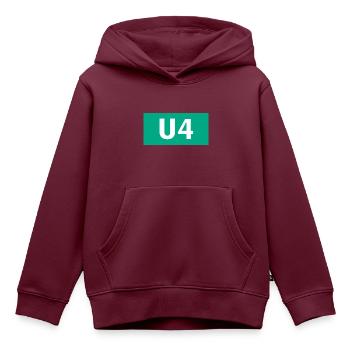 UBahn Linie München U4 ÖPNV Geschenk - Kinder Premium Organic Hoodie - Burgunderrot - Vorne - AI Model Kid Female (0cm)