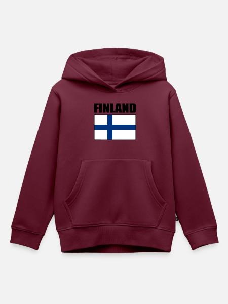 Finnland - Kinder Premium Organic Hoodie - Burgunderrot