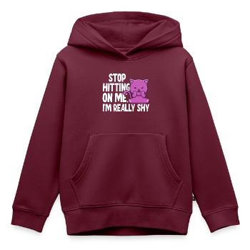 Hör auf mich anzubaggern, ich bin schüchtern - Kinder Premium Organic Hoodie - Burgunderrot - Vorne - AI Model Kid Female (0cm)