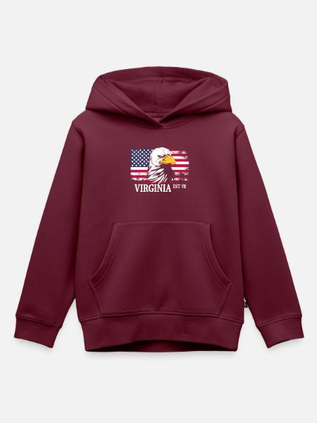 Virginia - Kinder Premium Organic Hoodie - Burgunderrot
