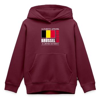 Brüssel - Kinder Premium Organic Hoodie - Burgunderrot - Vorne - AI Model Kid Female (0cm)