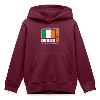 Dublin - Kinder Premium Organic Hoodie - Burgunderrot - Vorne - AI Model Kid Female (0cm)