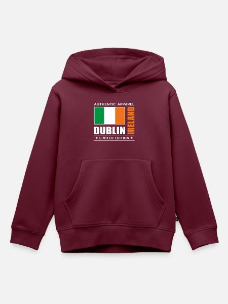 Dublin - Kinder Premium Organic Hoodie - Burgunderrot