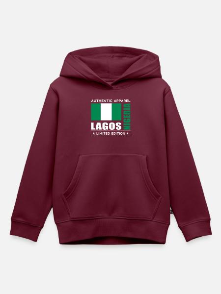 Lagos - Kinder Premium Organic Hoodie - Burgunderrot