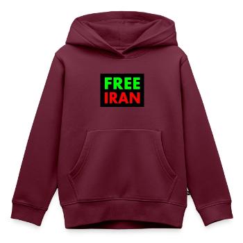 Free iran - Kinder Premium Organic Hoodie - Burgunderrot - Vorne - AI Model Kid Female (0cm)