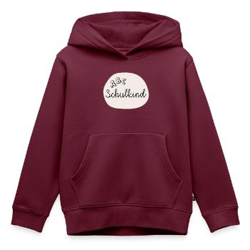 Schulkind ABC - Kinder Premium Organic Hoodie - Burgunderrot - Vorne - AI Model Kid Female (0cm)