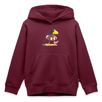 Der kleine Rabe Socke mit Schwimmreifen - Kinder Premium Organic Hoodie - Burgunderrot - Vorne - AI Model Kid Female (0cm)