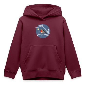 Kleiner Vogel auf dem Ast mit Schnee - Kinder Premium Organic Hoodie - Burgunderrot - Vorne - AI Model Kid Female (0cm)