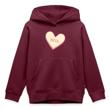 Maya - Kinder Premium Organic Hoodie - Burgunderrot - Vorne - AI Model Kid Female (0cm)