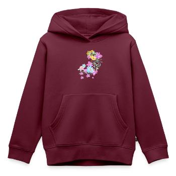 blumen,blüte,floral , Blume, Wiese, Ranke - Kinder Premium Organic Hoodie - Burgunderrot - Vorne - AI Model Kid Female (0cm)