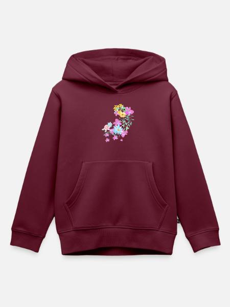 blumen,blüte,floral , Blume, Wiese, Ranke - Kinder Premium Organic Hoodie - Burgunderrot