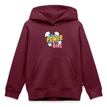 Power Girl - Comicstyle - Kinder Premium Organic Hoodie - Burgunderrot - Vorne - AI Model Kid Female (0cm)