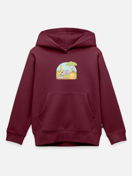 Niedliche wilde Safari-Tiere - Kinder Premium Organic Hoodie - Burgunderrot