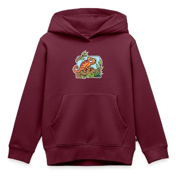 Das niedliche kleine Chamäleon hat alles im Blick! - Kinder Premium Organic Hoodie - Burgunderrot - Vorne - AI Model Kid Female (0cm)