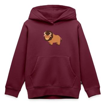 bison - Kinder Premium Organic Hoodie - Burgunderrot - Vorne - AI Model Kid Female (0cm)