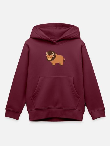 bison - Kinder Premium Organic Hoodie - Burgunderrot