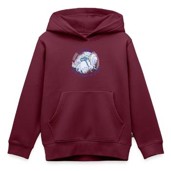 Einhorn - Wandern mit Kind - über Stock und Stein - Kinder Premium Organic Hoodie - Burgunderrot - Vorne - AI Model Kid Female (0cm)