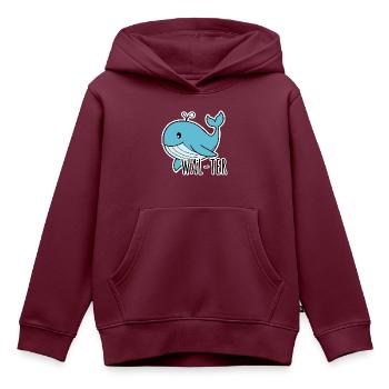 Walter der niedliche Blauwal - Kinder Premium Organic Hoodie - Burgunderrot - Vorne - AI Model Kid Female (0cm)