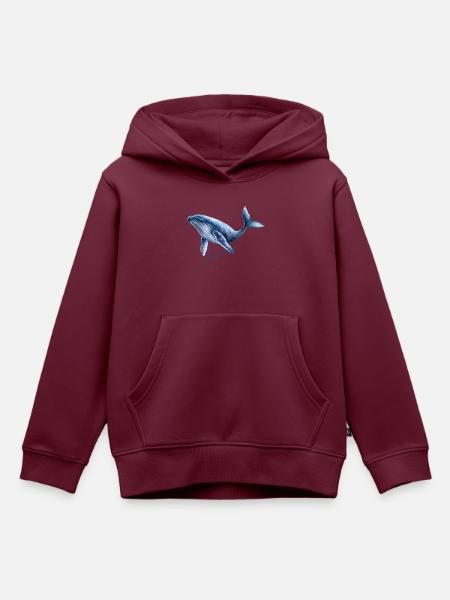 Wal Liebe Blauwal Illustration - Kinder Premium Organic Hoodie - Burgunderrot