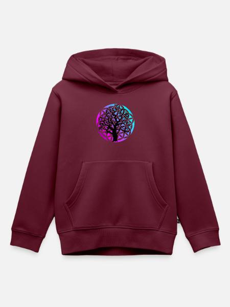Blume des Lebens & Baum - Kinder Premium Organic Hoodie - Burgunderrot