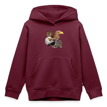 Greifvögel - Kinder Premium Organic Hoodie - Burgunderrot - Vorne - AI Model Kid Female (0cm)