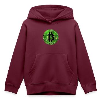 Bitcoin - Kinder Premium Organic Hoodie - Burgunderrot - Vorne - AI Model Kid Female (0cm)