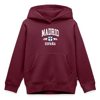 Madrid - Kinder Premium Organic Hoodie - Burgunderrot - Vorne - AI Model Kid Female (0cm)