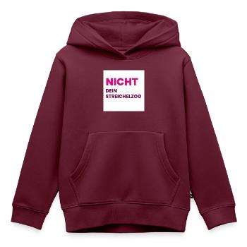 Nicht Dein Streichelzoo Print auf Panel PWSPBD - Kinder Premium Organic Hoodie - Burgunderrot - Vorne - AI Model Kid Female (0cm)