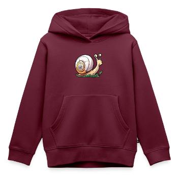 Schnecke / Tier / kriechen / Schleimig / langsam - Kinder Premium Organic Hoodie - Burgunderrot - Vorne - AI Model Kid Female (0cm)