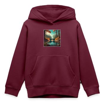 Sonnenbrille / Reflektion / Wald / Spiegelung - Kinder Premium Organic Hoodie - Burgunderrot - Vorne - AI Model Kid Female (0cm)