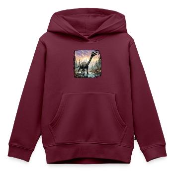 Dinosaurier / Tier / Urzeit / Reptil / Jungs - Kinder Premium Organic Hoodie - Burgunderrot - Vorne - AI Model Kid Female (0cm)